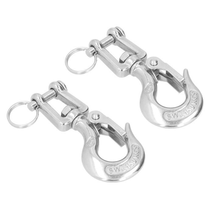 2 Crochets De Levage Acier Inoxydable 304 - Charge 200kg Et 300kg - Œil Pivotant Sécurisé