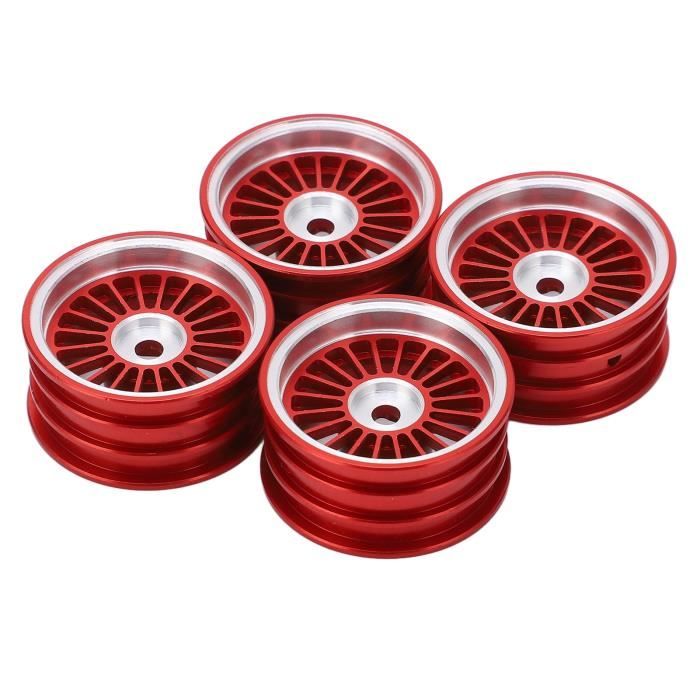 Set 4 Pneus & Jantes 1.0 Pour Voiture RC 1/24 - Alliage Aluminium, Caoutchouc, Ovale, Clé Incluse (noir)
