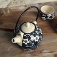 Panbado 4 Tasses 1 Théière Service à Thé Kung Fu Asiatique Chinoise en Porcelaine Céramique Style Zen Fleur Noir-1