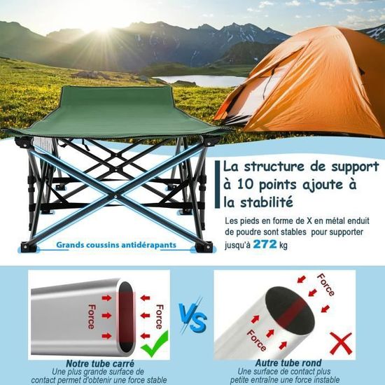 Lit De Camping Pliable Cabela's - Vert, Supporte 400 Lb - Neuf Avec Sac