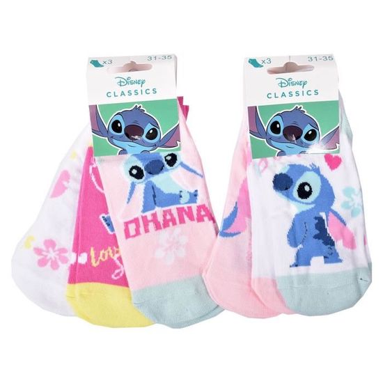 Lot de 5 Paires de chaussettes Enfant Stitch - Taille 35/38 - Disney