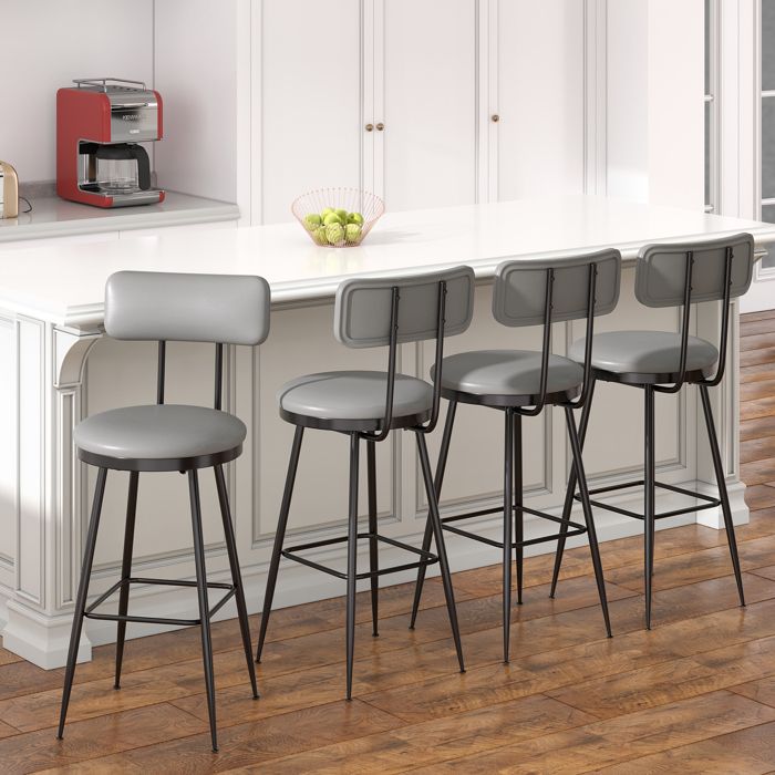 Tabouret de bar tendance en bois minimaliste avec pieds en métal blanc - Chine Tabouret moderne, tabouret de bar réglable