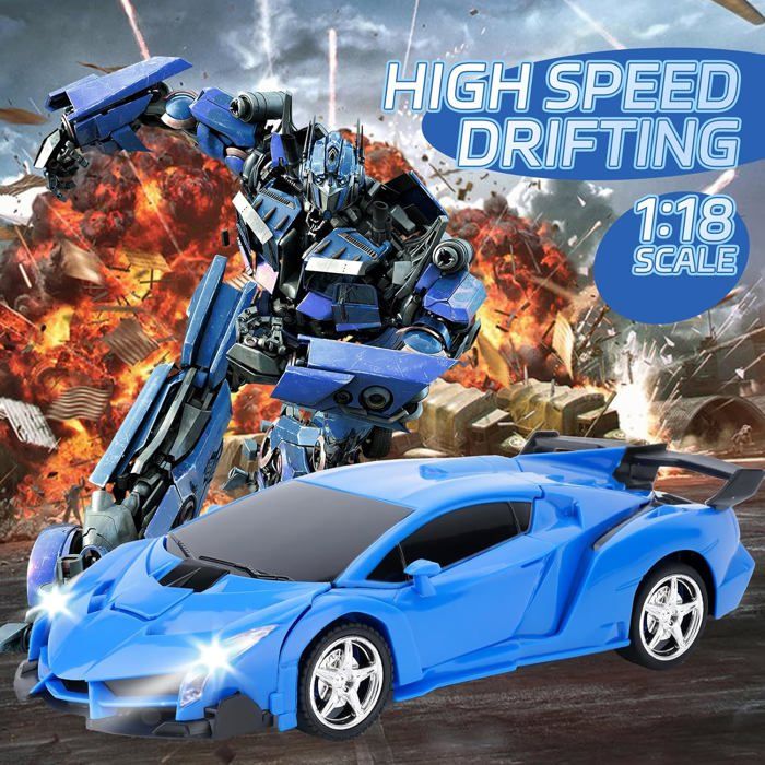 Voiture Télécommandée 2-en-1 Transformable En Robot – 360° Rotation, LED, 2.4GHz – Cadeau Enfant 3-8 Ans
