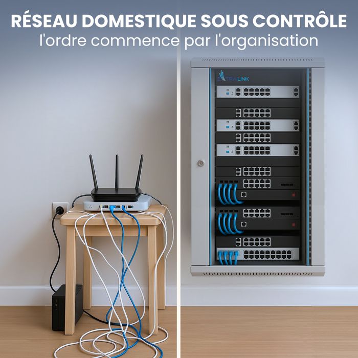 Armoire Rack Murale Extralink 15U 600 × 600 mm Grise – Baie de Brassage ...