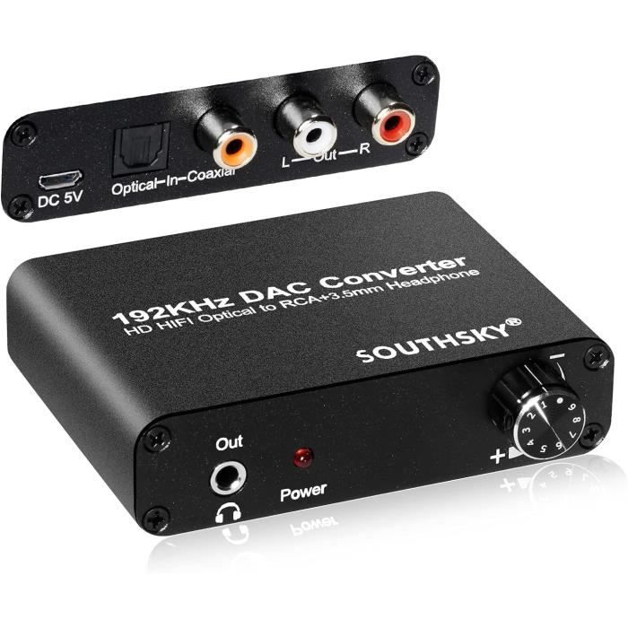 SOUTHSKY DAC Convertisseur audio optique Toslink SPDIF vers