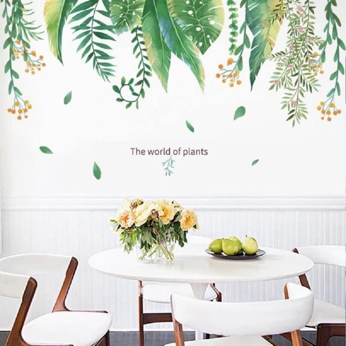 Autocollant mural feuilles tropicales/plante verte PVC décoration