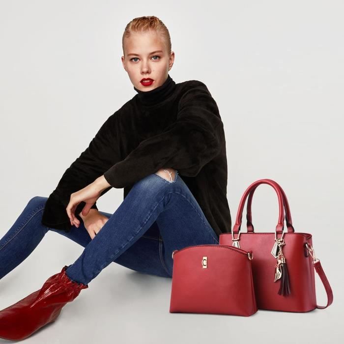 2018 Nouvelle Mode Pu Sac Main En Cuir Sac Bandouli re 2Pcs