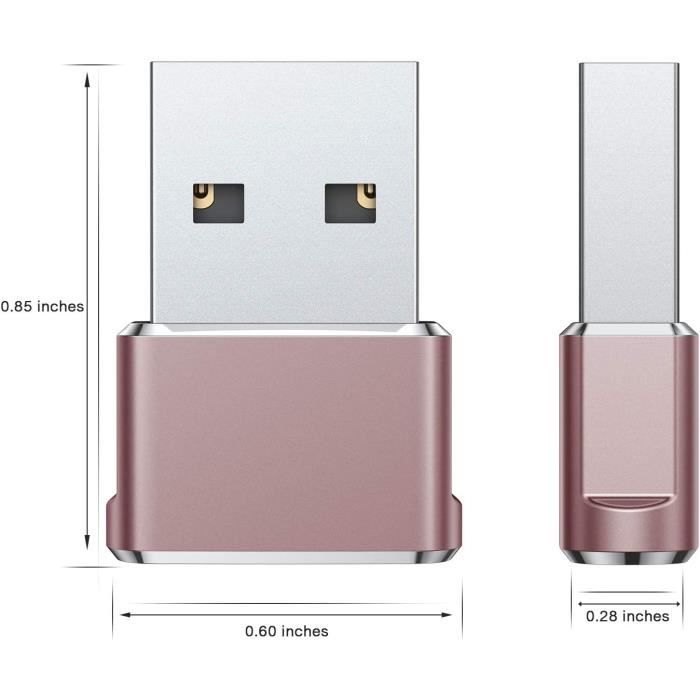 Adaptateur USB vers USB C Pack 2, type C Femelle vers un chargeur mâle  Convertisseur pour Apple Watch Ultra Iwatch 8 7, iphone 14 13 12 11 Pro  Plus Max, airpods, ipad 9
