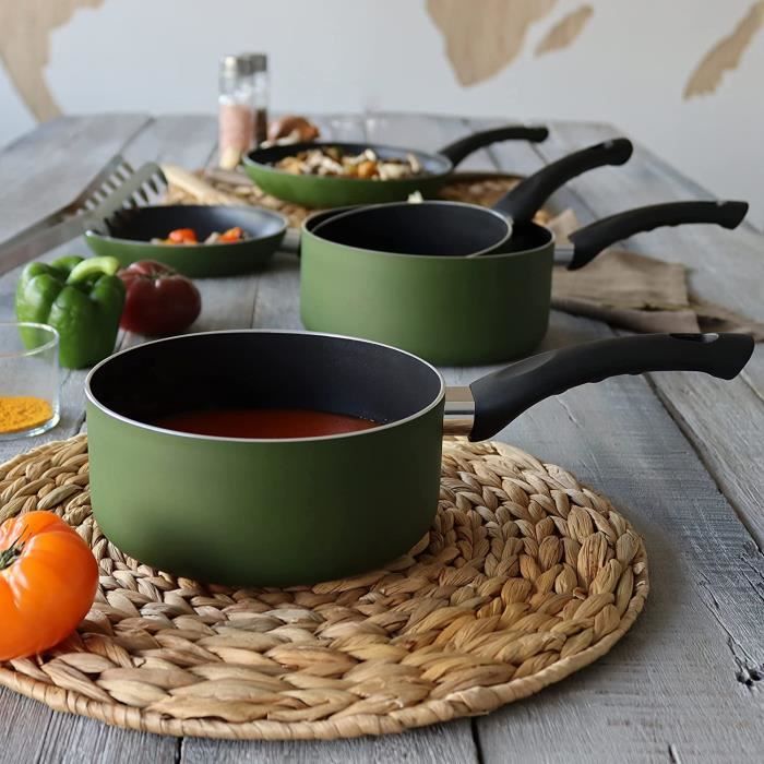 Set 4 Casseroles Royal Swiss Anti-adhésives - Induction - Empilables - 14/16/18/20 Cm - Économie De Place