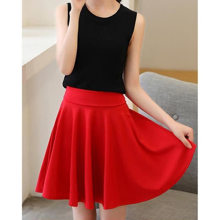 Femme Basique Jupe Pliss e Patineuse Courte d t Jupe Court Midi
