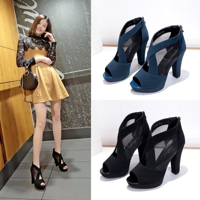Escarpin noir gros on sale talon