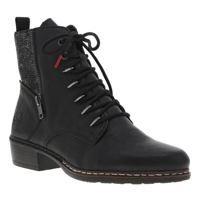 Bottines Rieker Femme Talon Plat 3 5 cm Fermeture Zip Noires