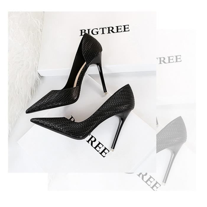 Escarpin Femme sexy Slim talon mince tr s haut talon peu profond embouchure pointue serpent veine cote escarpe Vert