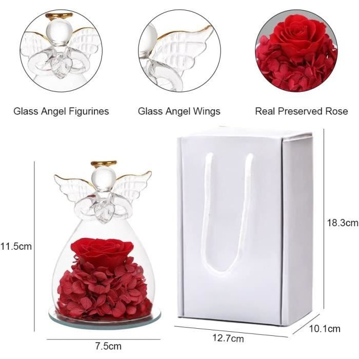 Rose Éternelle 4 Fleurs Conservées - Coffret Cadeau Luxe Avec Carte De Vœux Pour Saint-Valentin, Fête Des Mères, Anniversaire