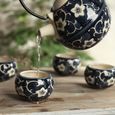 Panbado 4 Tasses 1 Théière Service à Thé Kung Fu Asiatique Chinoise en Porcelaine Céramique Style Zen Fleur Noir-2
