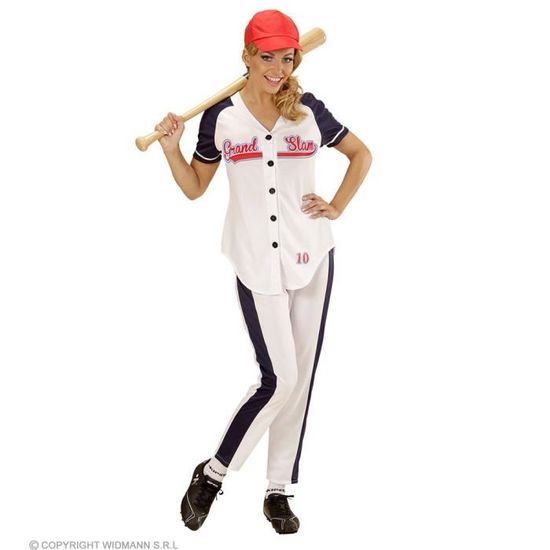 D guisement joueuse de Baseball femme S Blanc Costume