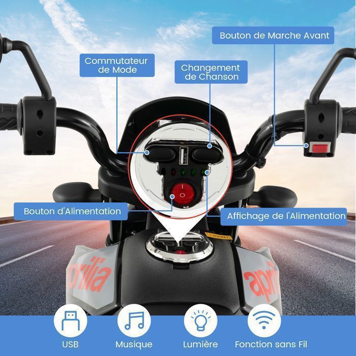 Moto Électrique Enfant 12V En Forme De Licorne - 2 Modes (Conduite & Galop) - 3 Km/h, Charge 30kg - 3 Ans+ - COSTWAY