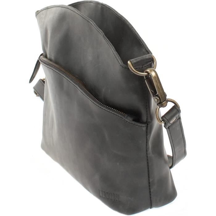 LECONI Sac a bandouliere pour femmes Sac d epaule Sac de loisirs Sac pour dames Sac a main en cuir Style vintage Cuir 36x27x8