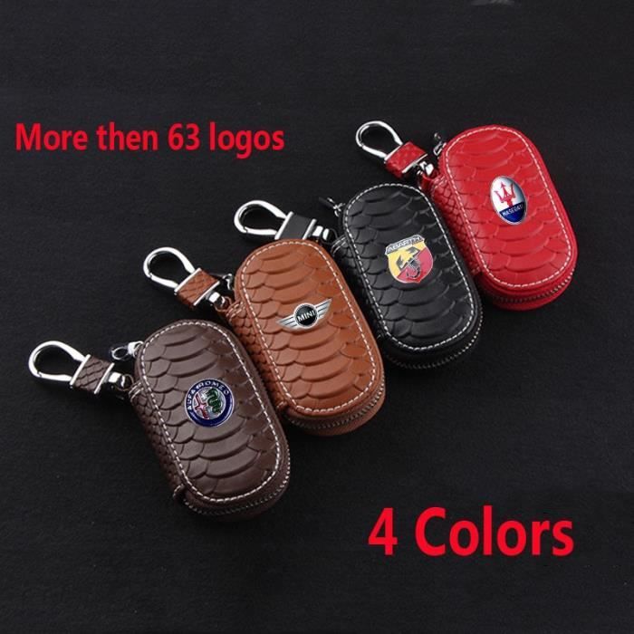 Étui à clés de voiture en cuir véritable Logo de voiture porte clés porte  clés protection du support p With Audi Coffee Color