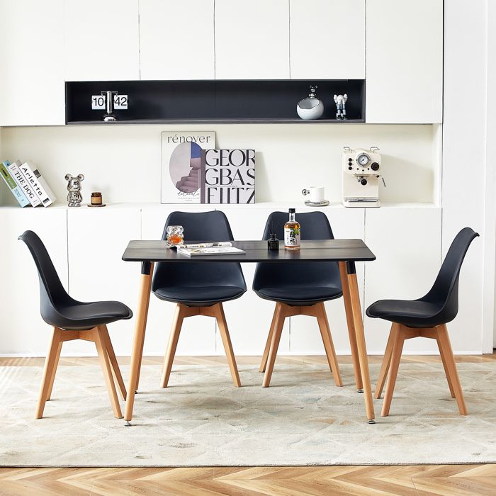 Table de Salle à Manger - Noir - Cuisses d'orme - Style Nordique - L110cm -  Cdiscount Maison