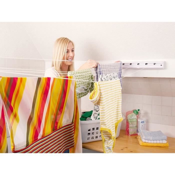 Corde à Linge Rétractable 5 M - Acier Inoxydable, Intérieur/extérieur