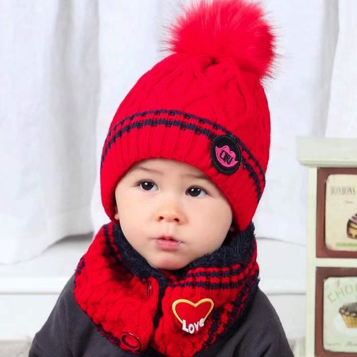 Bonnet Bébé Fille Hiver Pompom 0.5-8 Ans Tricotés Bonnet Bébé Garçon  Naissance Chaud Tube Echarpe Enfant Fille Automne Ensembl@M197 - Cdiscount  Prêt-à-Porter