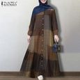 Robe,ZANZEA Vintage imprimé robe d'été rétro femmes dubaï Abaya turquie Hijab robe automne à manches longues caftan - Type C-Navy-3