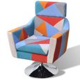 Fauteuil Chaise- Scandinave salon contemporain TV avec design de patchwork Tissu-3