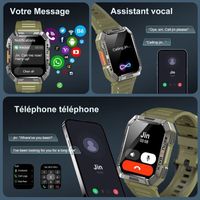 Montre Connectée Homme Militaire - Écran 2.01'' - Batterie 900mAh - Appels Bluetooth - 100 Modes Sport - Étanche IP68