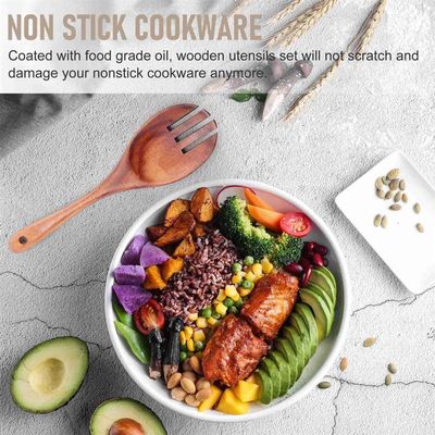 Ziruma Set 7 Ustensiles Cuisine Bois Non Toxiques - Cuillères Spatules Acacia Naturel Sans Colle