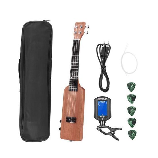 Ammoon Ukulele Creative Bottle Shape 23 Okoume Electrique Bois Uke Kit avec Tuner Sac de Transport 3.5mm Audio Cable Extra Cordes Cdiscount Instruments de musique