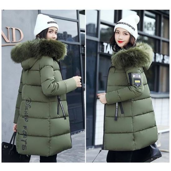 Manteau Femme Vigueur Collier de fourrure Hiver Garder au chaud