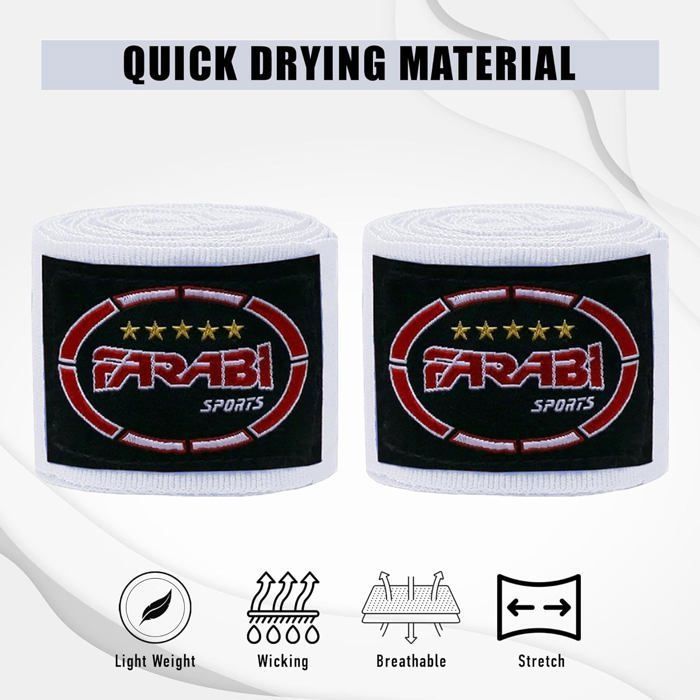 Bandes de Boxe - Farabi Sports - 3,7M - Polyester Spandex - Confort ...