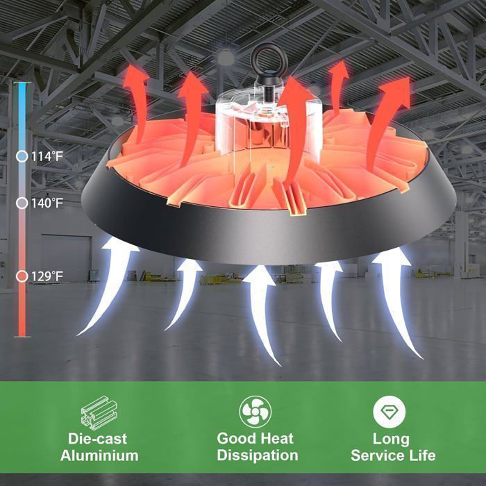Projecteur LED UFO Pour Hall - 50W à 500W - IP65, 6500K Froid - Éclairage Industriel Intérieur/extérieur