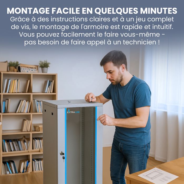 Armoire Rack Murale Extralink 15U 600 × 600 mm Grise – Baie de Brassage ...