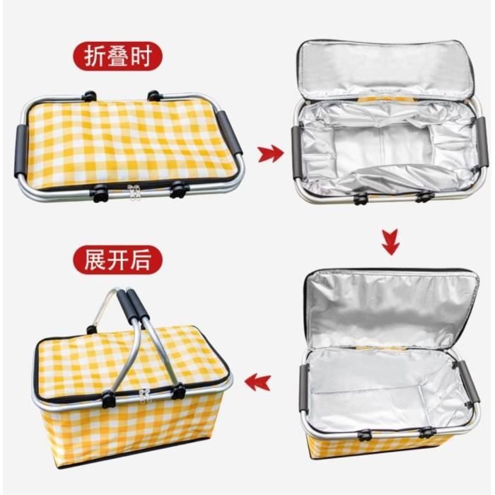 1 Pcs Panier de pique-nique, sac réfrigérant pliable portable