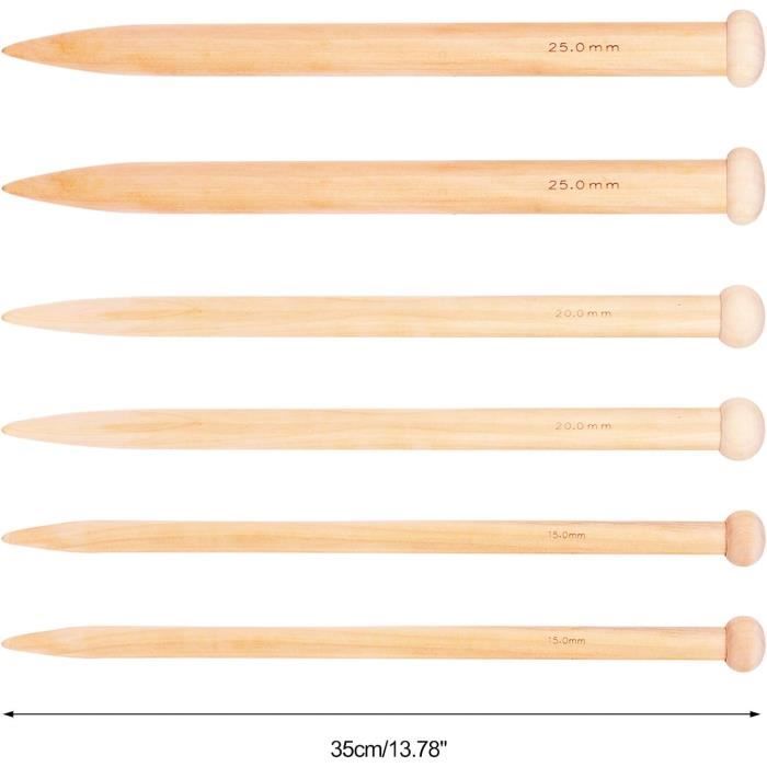 2 Paires D'aiguilles à Tricoter 9 Mm X 35 Cm, Aiguilles Longues Avec Manche Ergonomique