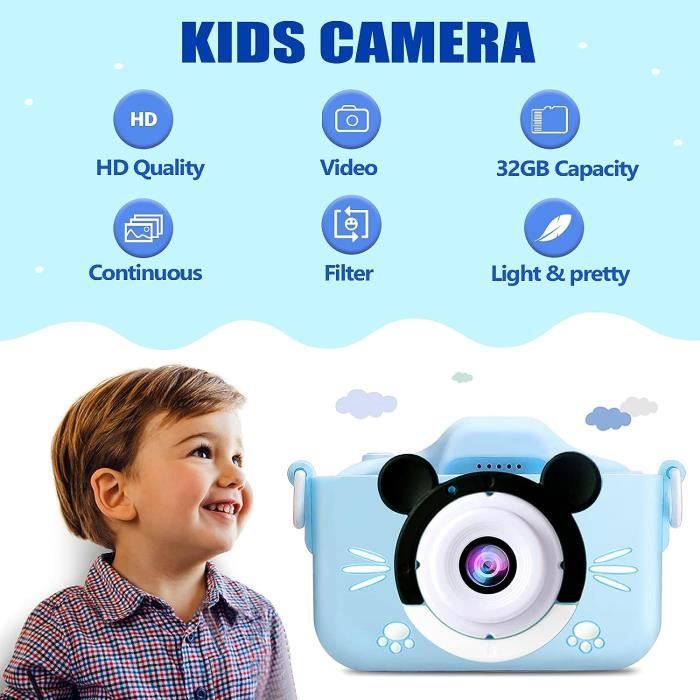 Appareil photo pour enfants, Appareil photo numérique 20MP - écran 2,0  pouces 1080P, carte SD 32 Go incluse, Meilleurs Cadeaux - Cdiscount Jeux -  Jouets