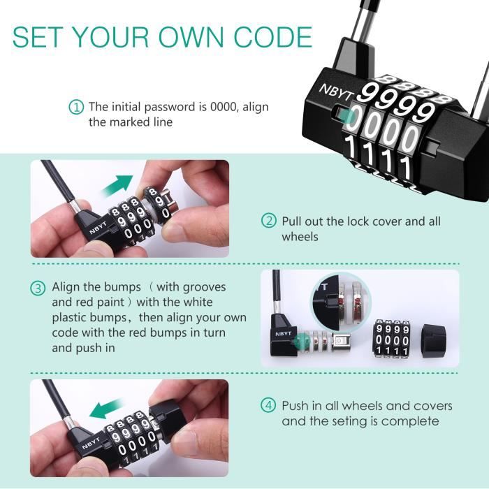 Cadenas à Combinaison 4 Chiffres Digiflex - Acier Inoxydable Trempé - Sécurité Renforcée Pour Vélo, Garage, Abri