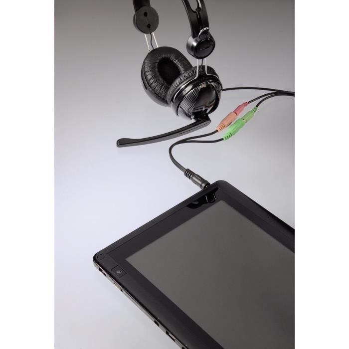Daptateur pour casque avec prises pour écouteur et microphone séparées -  Mini-Jack 3,5mm 1x (M) 2x (F) - Noir - Cdiscount Informatique