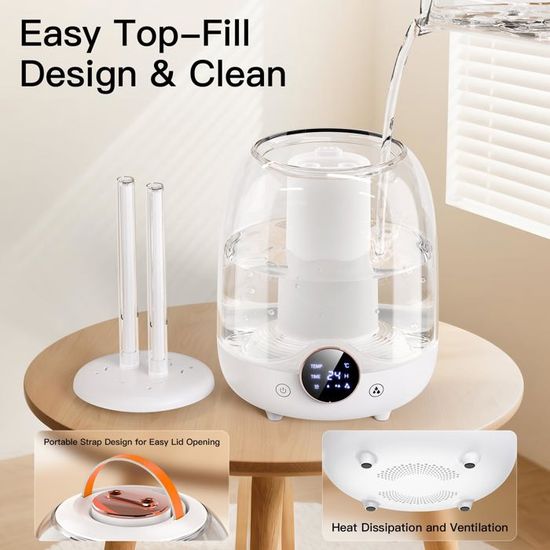Humidificateur 3L Brume Froide – 3 Modes, Veilleuse, Arrêt Auto, Pour Chambre Et Plantes