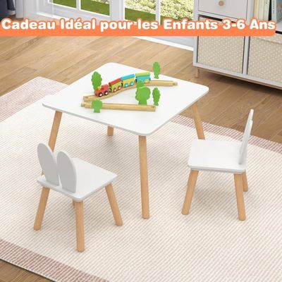 Table Et 2 Chaises Enfants Avec 3 Blocs De Construction - Set D'activité Dinosaure Gris - 1 à 5 Ans