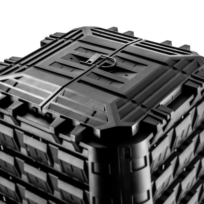 DEUBA® Composteur de jardin 800 L plastique noir transformateur de déchets écologique couvercle et trappe d'extraction - Jardin