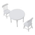 Dioche chaise de maison de poupée 1:12 Table à manger blanche en bois miniature et deux chaises ensemble de meubles de cuisine-0