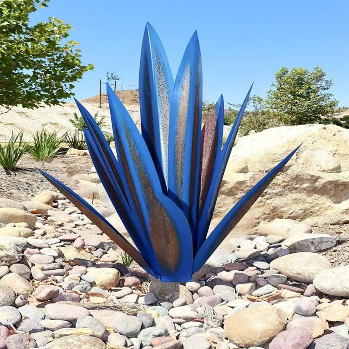 Sculpture Métal Agave Tequila Rustique - 35cm - Déco Jardin Et Intérieur Résistant Intempéries