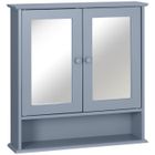 Armoire Murale étagère Salle de Bain kleankin 56L x 13l x 58H cm Double Porte Miroir étagère réglable MDF Gris