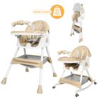 COCOSITY Chaise haute pour bébé - Chaise 4 en 1 pour bébé avec roues, Chaise pliable de voyage - Hauteur et inclinaison réglables Marron