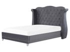 BELIANI Lit double en velours gris 160 x 200 cm AYETTE