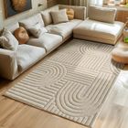 Tapis pour salon - SIMPEX - Style scandinave - 200 x 290 cm - Motifs 3D - Doux et moelleux