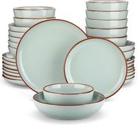 vancasso Assiettes NYMPH, 32 pièces Service de Table en Grès , ensemble de vaisselle pour 8 personnes - Vert Jade